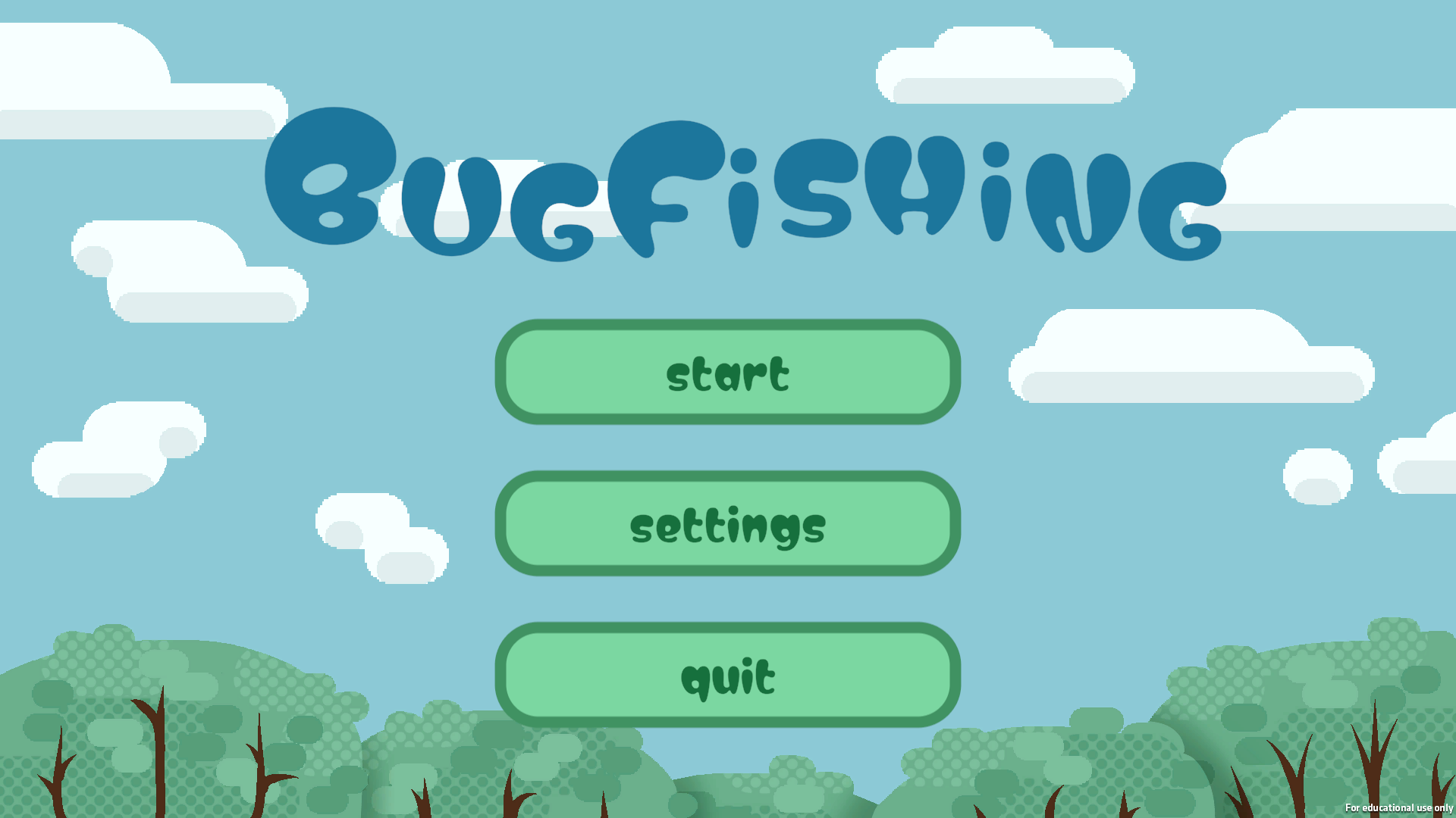 An image of the title screen from my game BugFishing