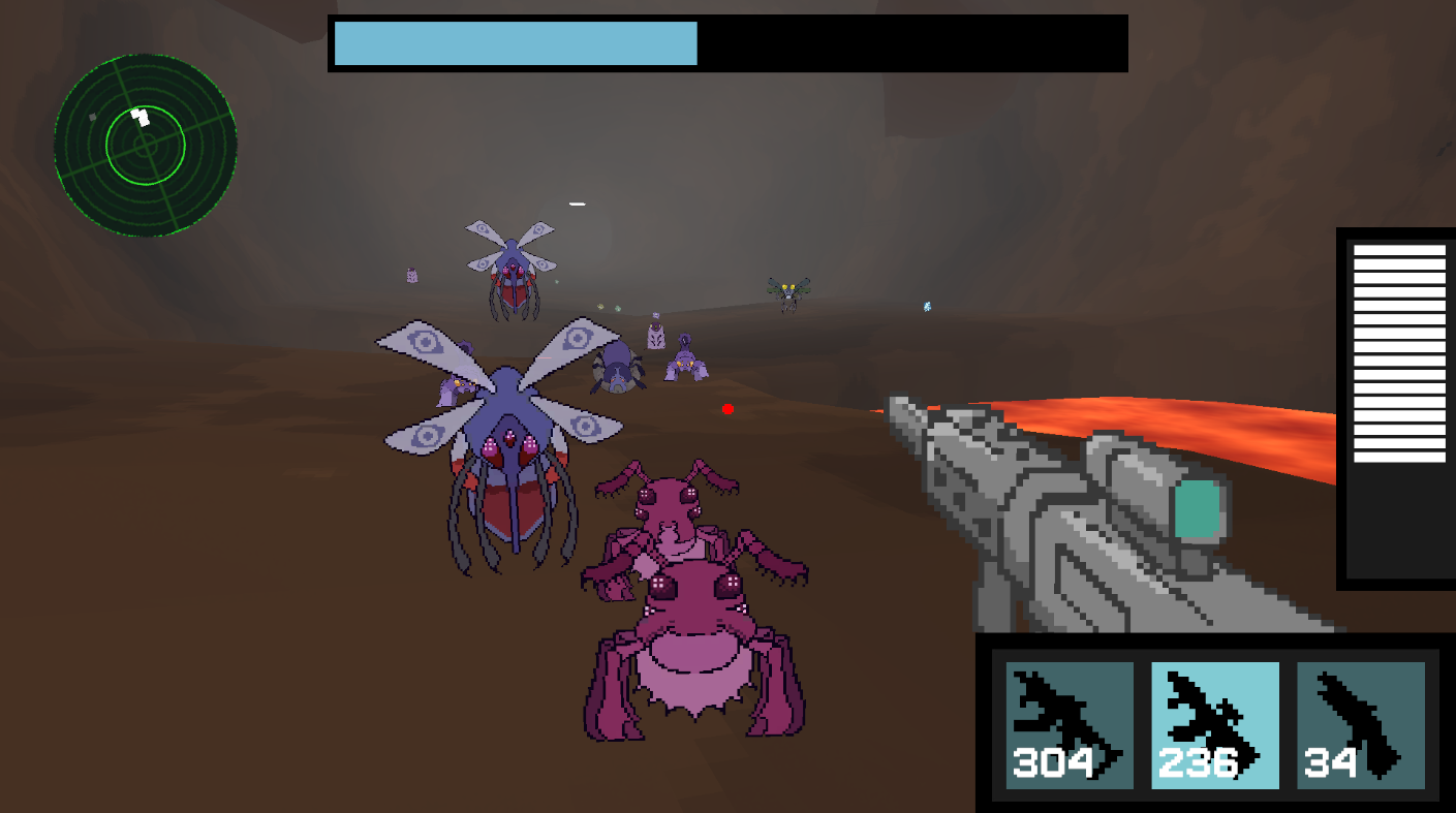 An image from within the DOOM-like game M.O.R.Z. Purge